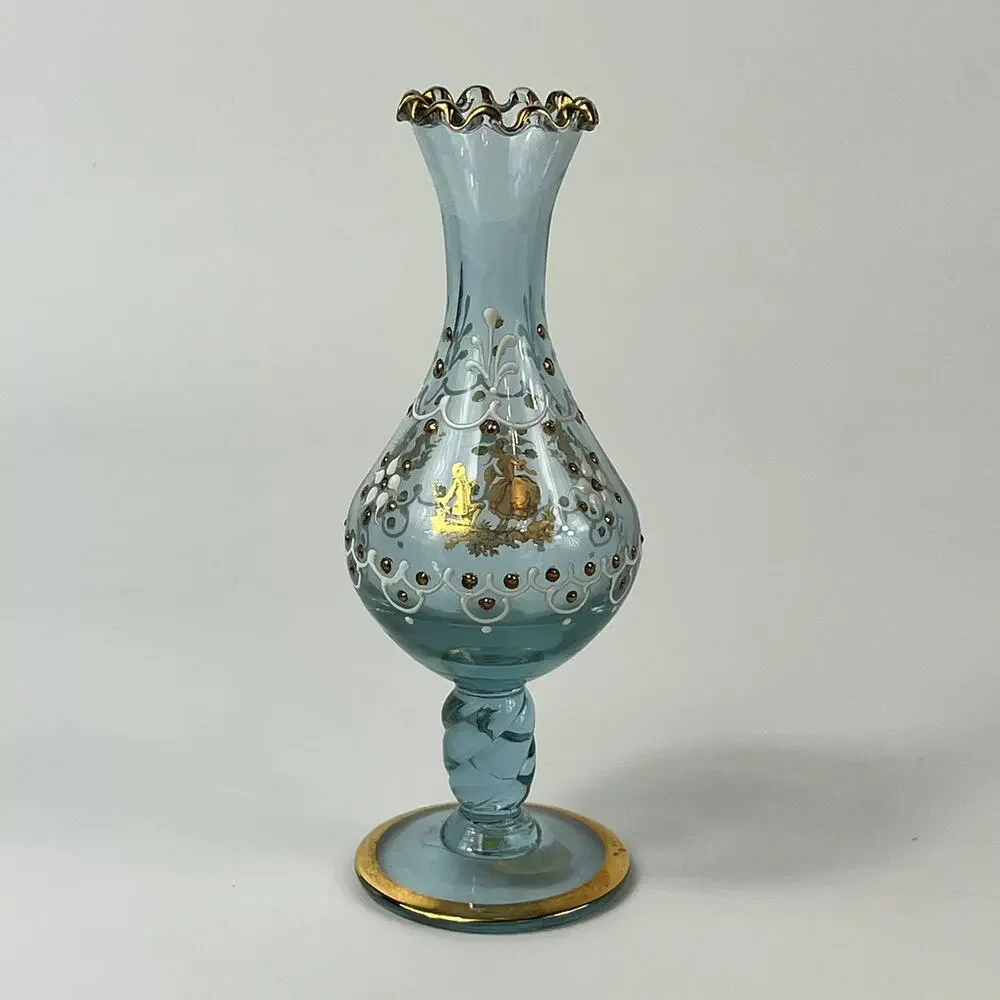 Venetian Murano Signed Bud Vase 24kt Gold 7